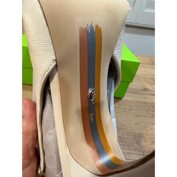 Sam Edelman Odette Heel Alpine Ivory Leather Upper Size 8 NIB Dressy Flared Heel - Picture 11 of 13